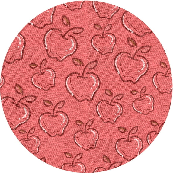 Ahgly Company Indoor Round Patterned Ferrari Red Area Rugs, 5' Round