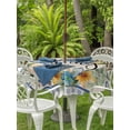 thumbnail image 2 of Outdoor Tablecloth with Umbrella Hole and Zipper, Hello Spring Round Table Cloth 54 Inch Waterproof Tablecloth, Farmhouse Floral Eucalyptus Wood Plaid Burlap Picnic Table Cover for Patio Camping, 2 of 7