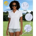 thumbnail image 4 of Tyhengta Women's Golf Polo Shirts Collared V Neck Short Sleeve UPF 50+ Quick Dry Tennis Shirt Dry Fit Moisture Wicking White L, 4 of 7