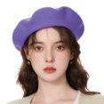 thumbnail image 1 of TOPTIE Classic Wool Beret French Style Artist Basque Beanie Hat 60% Wool-Violet, 1 of 8