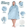 thumbnail image 4 of Bare Homey Plush Sherpa Wearable Blanket - Fluffy & Soft - Lightweight - Adult, Light Blue, 4 of 9