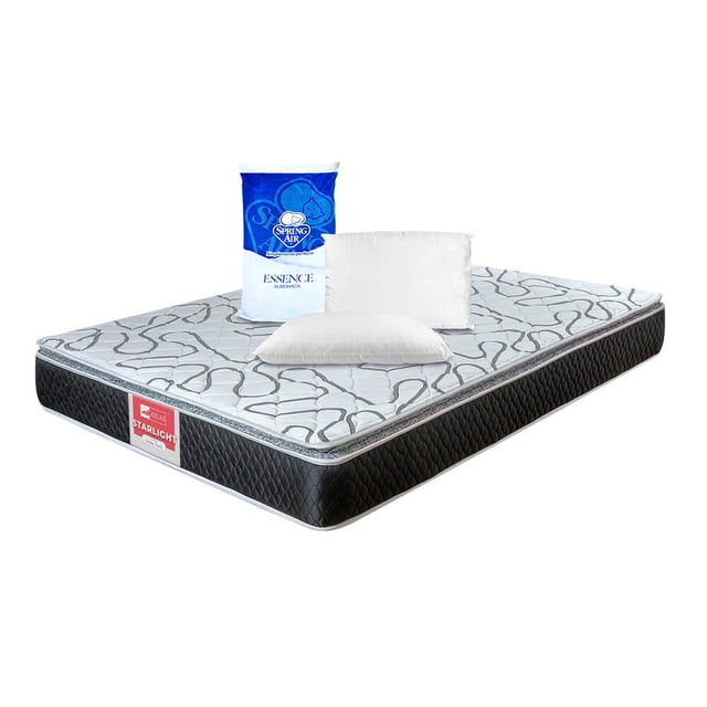 Colchón más Almohadas Queen Size Atlas del Descanso Starlight Hipoalergénico, Firmeza Media