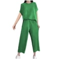 thumbnail image 2 of Hrsba Women's Active 2 Piece Set Crew Neck Short Sleeve Top and Straight Leg Pants Casual Summer Outfits, 2 of 5