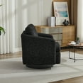 thumbnail image 4 of 31.5"W Swivel Upholstered Chair, Thick Padded Arm Chair with Solid Base, 360-Degree Swivel, Comfortable Mid-Century Sofa Chair Modern Reading Chair for Living Room and Bedroom, Black, Gray, 4 of 7