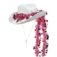 thumbnail image 4 of BRICH Cowboy Hat Heart Pattern Western Hat Travel Casual Wear Hats Fashion Denims Hats for Daily Fashion Statements 03-White One Size, 4 of 4