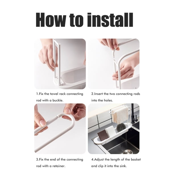 Organizador de perchas para paños de cocina, escurridor de fregadero, escurridor telescópico para fregadero, escurridor de esponja para fregadero, diseño personalizado