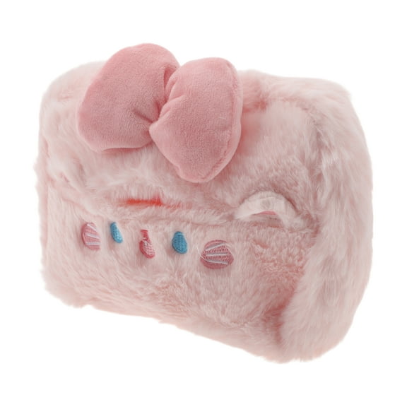 Soporte de Pañuelos para Automóvil Unique Bargains Organizador de Caja de Pañuelos de Felpa para Gato 7.87"x5.91"x3.15" Rosa 1 Pc