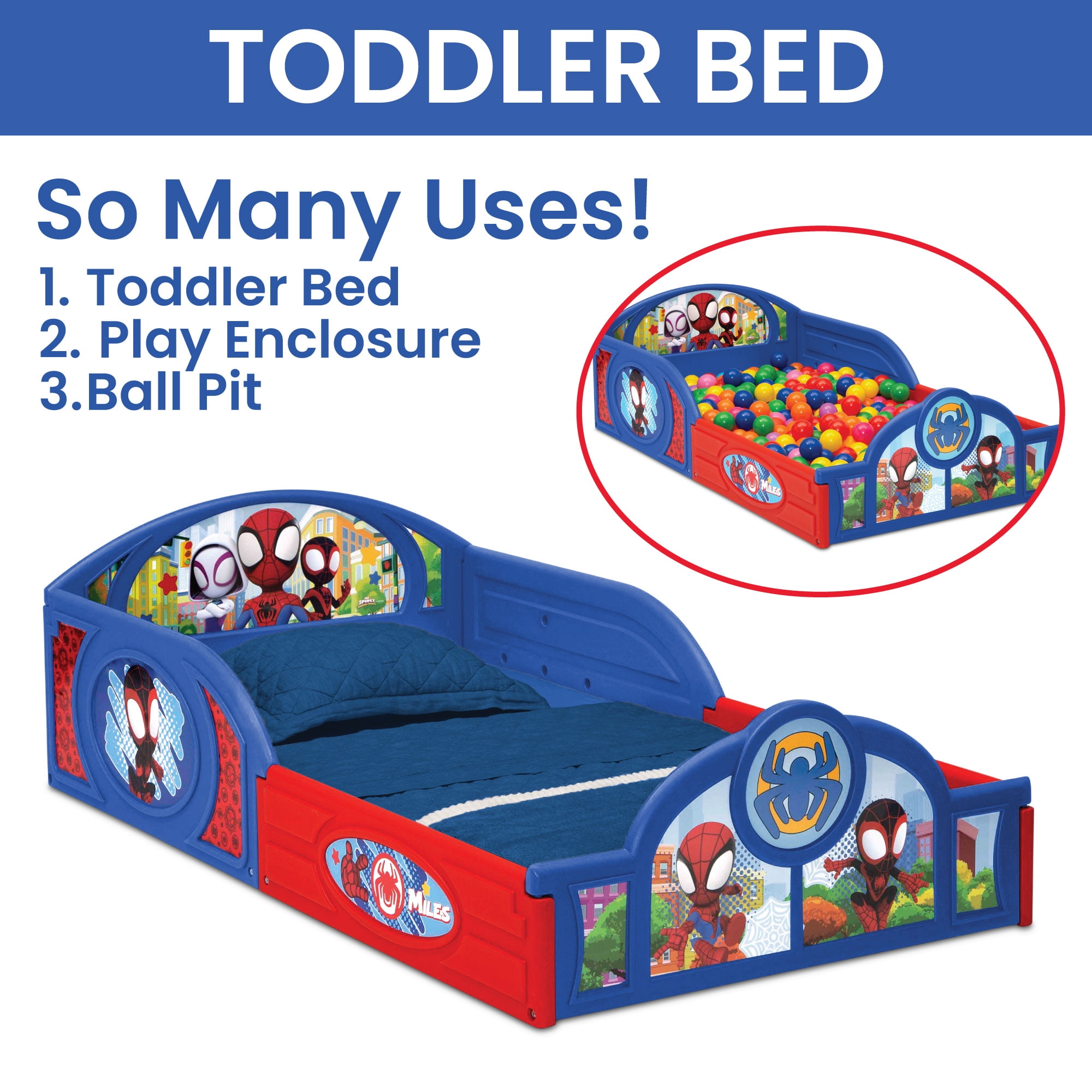 Spidey and His Amazing Friends 3-Piece Toddler Bedroom Set by Delta Children, Blue