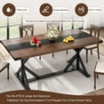 thumbnail image 3 of Blotout 71" Modern Farmhouse Dining Table for 6-8 Person, Rectangular Wood Dining Table with Adjustable Feet, Kitchen Table for Dining Room, Gathering, Kitchen (Brown Black), 3 of 9