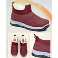 thumbnail image 4 of Winter Snow Boots for Women Thickened Warm Furry Lined Slip on Waterproof Ankle Booties Anti Slip Lighweight Hiking Shoes Red Size 8, 4 of 7