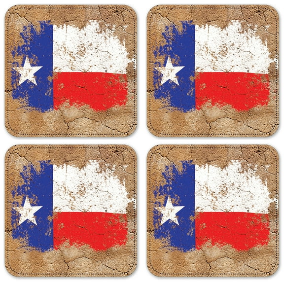 Vinyl Drink Coasters - Set of 4 - Vintage Texas Flag