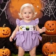 thumbnail image 5 of My First Halloween Outfit Baby Girl Ghost Pumpkin Romper Newborn Infant Girl Flying Sleeve Onesie Bodysuit Clothes, 5 of 7