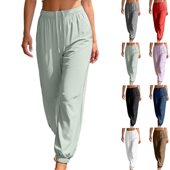 YTCAMLO Waterproof Joggers for Women Athletic Lightweight Elastic Waist Workout Pants with Drawstring Quick Dry Running Hiking Pants