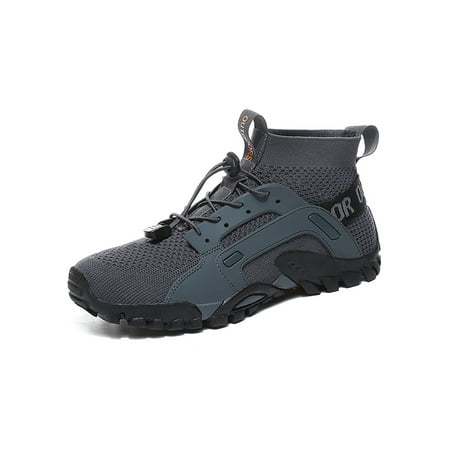 

Fangasis Men Women Athletic Shoe Blade Sole Sneakers Drawstring Hiking Shoes Unisex Sport Sneaker Running Lightweight Mesh Trainers Gray 11.5