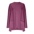thumbnail image 4 of Plebaso Chemises à Poches pour Femmes Manches Longues Tunique Décontractée Col Rond Hauts Unis Amples Blouses Printemps Été, 4 of 6