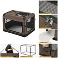 thumbnail image 3 of Veehoo Folding Soft Dog Crate, 3-Door Pet Kennel, 600D Cationic Oxford Fabric, 24", Brown, 3 of 9