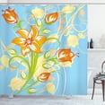 thumbnail image 1 of Ambesonne Floral Shower Curtain, Retro Style Tiger Lily Art, 69"Wx84"L, Sky Blue Multicolor, 1 of 2