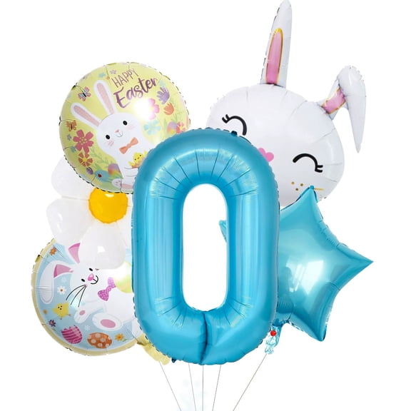 Easter Themed Number Balloons For Holiday Party And Birthday Celebrations With Metallic Gold Shine Event & Party