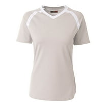 A4 Ace Short Sleeve Volleyball Jersey For Women in Silver/White | NW3019