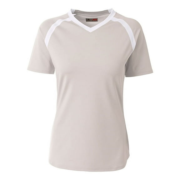 A4 Ace Short Sleeve Volleyball Jersey For Women in Silver/White | NW3019
