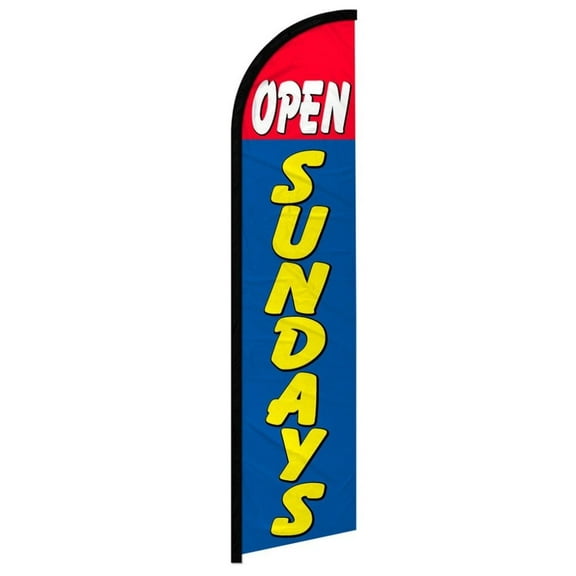Open Sundays (Red & Blue) Windless Banner Flag