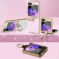thumbnail image 6 of Dteck Case for Samsung Galaxy Z Flip 4,Bling Glitter Plating PC Case Ring Holder Kickstand Cover for Galaxy Z Flip 4 5G,Pink, 6 of 6