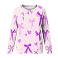 thumbnail image 5 of Royisotas Bow Graphic Sweatshirts for Women Plus Size Long Sleeve Fall and Winter Pullover Crew Neck Raglan Casual Purple No Hood Shirts, 5 of 5