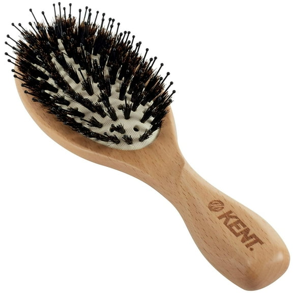 Kent LPF1 Pure Flow Oval Cushion Vented Hair Brush, FSC Certified Beech Wood Paddle Brush filled with Natural Boar Bristle and Nylon Bristle for Blowdry Detangle Volume and Curls. Made in England
