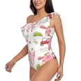thumbnail image 3 of Picia Cow And Pig Pattern Women's One Piece Swimsuits,One Shoulder Swimwear Asymmetric ,Ruffle Monokinis Bathing Suits,High Waisted Flattering Bathing Suits-Large, 3 of 8