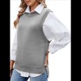 thumbnail image 2 of Suéteres de Punto para Mujer, Cuello Redondo, Lazo, Color Liso, Botones y Abertura Lateral, 2025 Gris S, 2 of 9