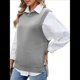 thumbnail image 2 of Suéteres de Punto para Mujer, Cuello Redondo, Lazo, Color Liso, Botones y Abertura Lateral, 2025 Gris S, 2 of 9