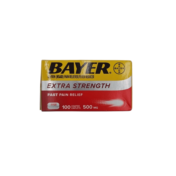 Bayer Extra Strength Aspirin Caplets - 100 Coated Caplets, Pack of 6