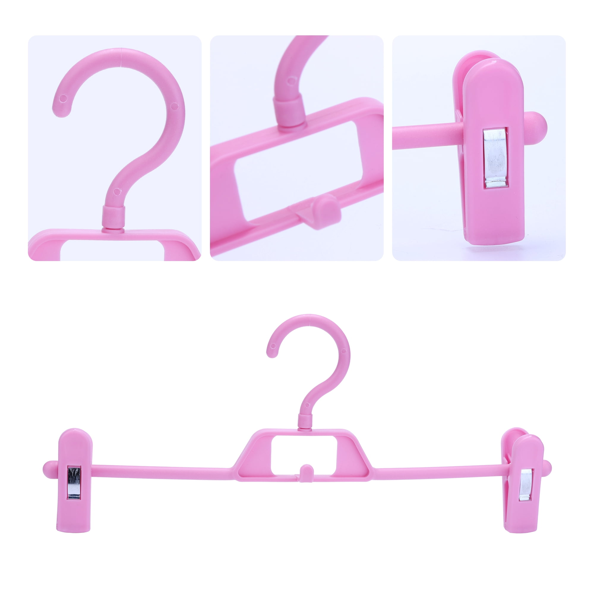 Unique Bargains Plastic Non-Slip Hangers Clothes Hangers with Pinch Clips 10 Packs Pink