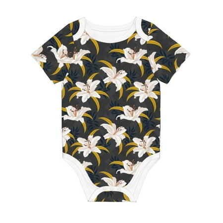 

Matuu Lilies Flowers for Baby Short-Sleeve Bodysuit Soft Cotton Comfortable and Breathable Perfect for Newborns and Infants