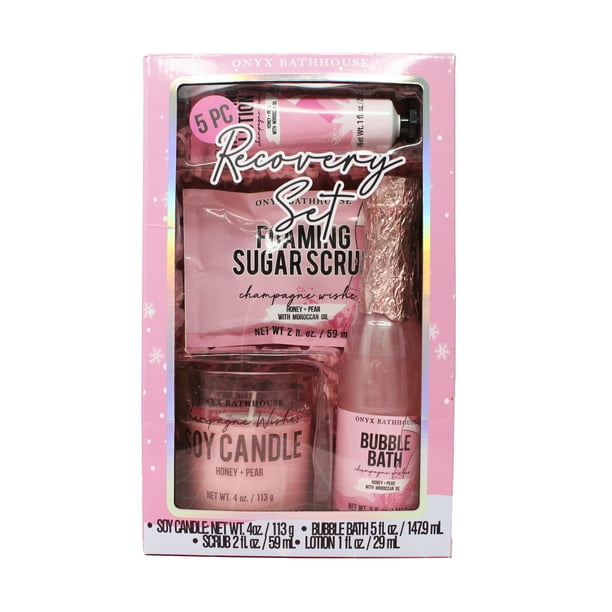 Onyx Bathhouse 5 Pc Recovery Bath Relaxation Set, Honey + Pear Scented