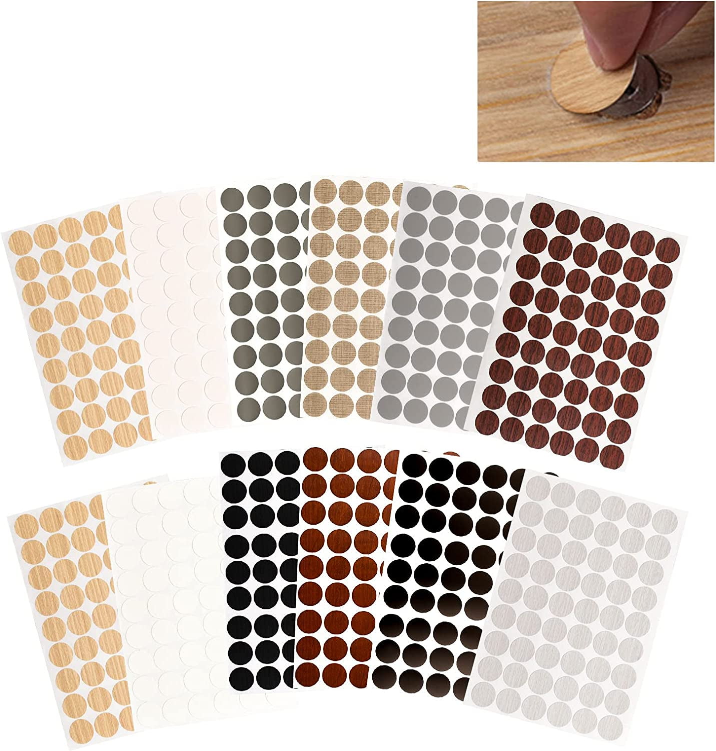 Screw Hole Covers Stickers, 12 Sheets Self Adhesive PVC Screw Cover