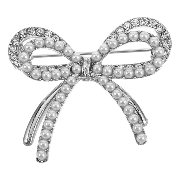 KAKOWELY Elegant Bow Brooch Pins For Women Artificial Pearl And Rhinestone Rhinestone Dress Accessories Simple Lapel Pins For Clothes Pin Skirt Label Pin Bow Brooch,1.34X"X1.26"X0.55"