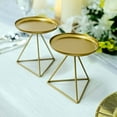 thumbnail image 2 of Efavormart 2 Pack | 5" Gold Metal Triangle Base Pillar Candle Holder Stands, Geometric Candle Centerpieces, 2 of 11