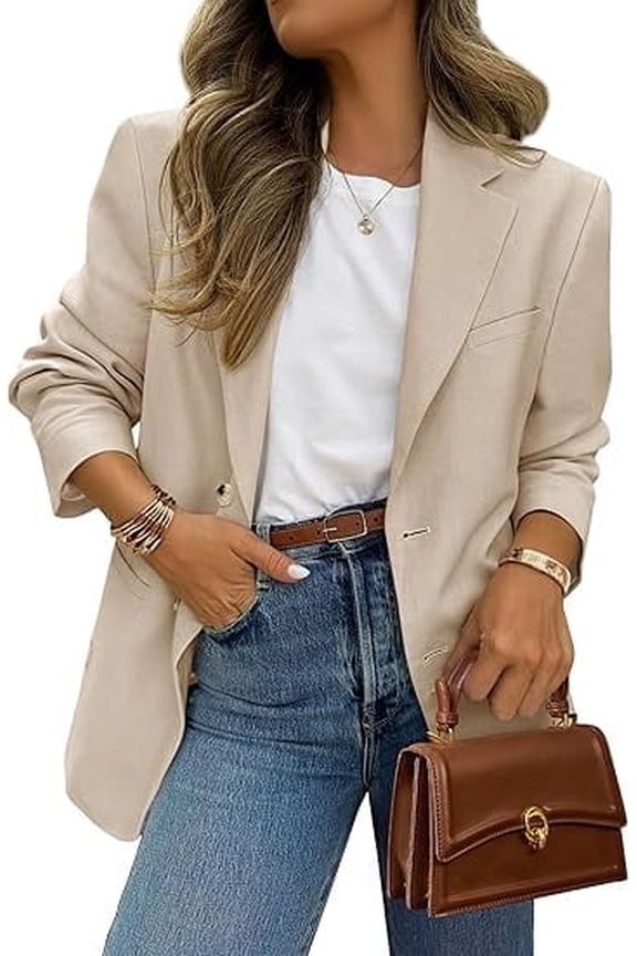 Blazers for Women Business Casual Long Sleeve Lapel Open Front Suit Jacket Work Blazer with Pockets