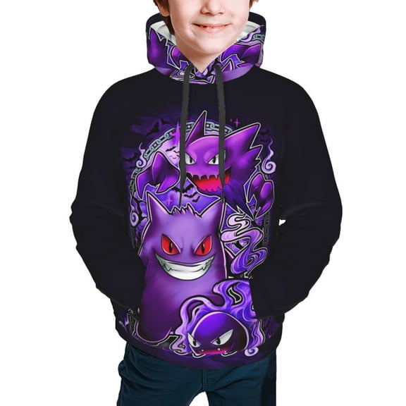 Gengar Hoodies Pullover For Boys Girls 3d Printed Hooded Sweatshirt Long Sleeves Small