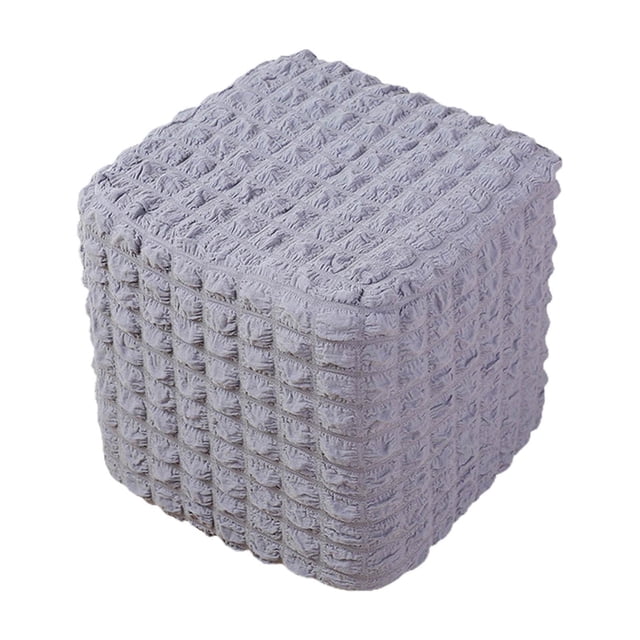 Funda elástica para otomana, protector cuadrado, extraíble, cómoda y suave. Nuevo gris claro