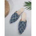 thumbnail image 6 of Gomelly Women Flat Slides Pointed Toe Mules Flats Slip On Backless Loafers Anti-Slip Ballets Party Light Blue Denim 7.5, 6 of 9