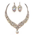 thumbnail image 2 of Travelwant Women's Jewelry Set Rhinestone Crystal Bride Statement Choker Necklace Link Teardrop Dangle Earrings Set for Wedding Party, 2 of 7