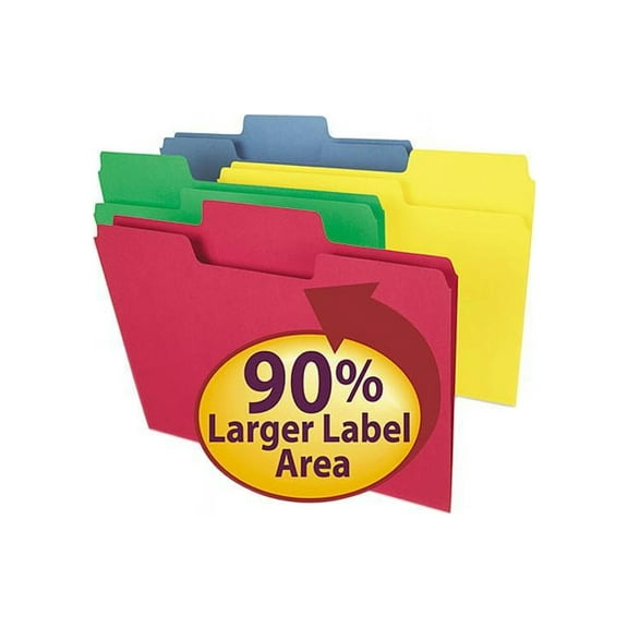 Smead SuperTab Colored File Folders 1/3-Cut Tabs Letter Color 100/Box 11987