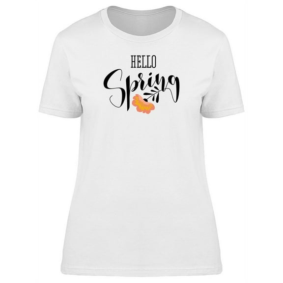 Hello Spring Cool Flower Doodle T-Shirt Women -Image by Shutterstock, Female XX-Large
