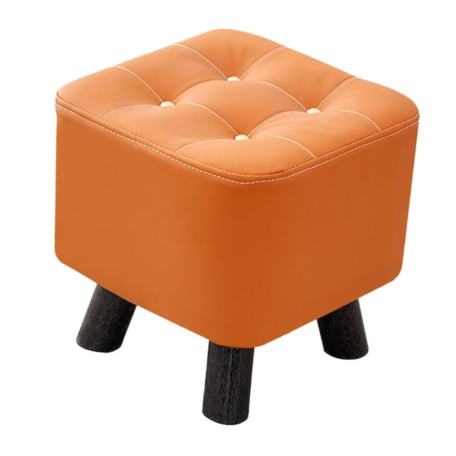 Maoww Small Footstool Stable Step Stool Footrest Dressing for Office Room Entryway Orange 28x28x28cm