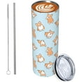 thumbnail image 4 of Cute Corgi Dog Blue Stainless Steel Slim Insulated Water Bottles Tumbler with Lid and Straw, Leak Proof Water Bottles for Kids Girls Boys Men Women, 4 of 6
