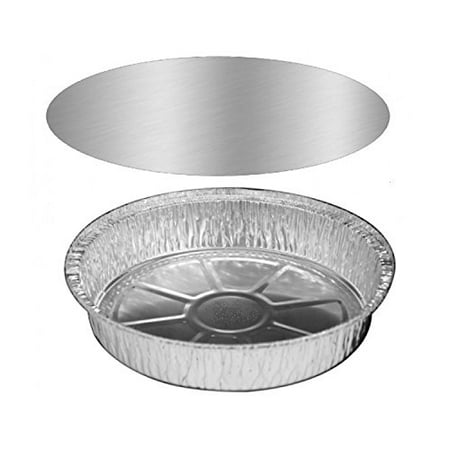 Quiche Plate Pactiv 9ALC, 9-Inch Round Aluminum Foil Pans Combo with Lids, Take Out Disposable Tin Plates with Lids for Pies Tart Quiche (50) ()