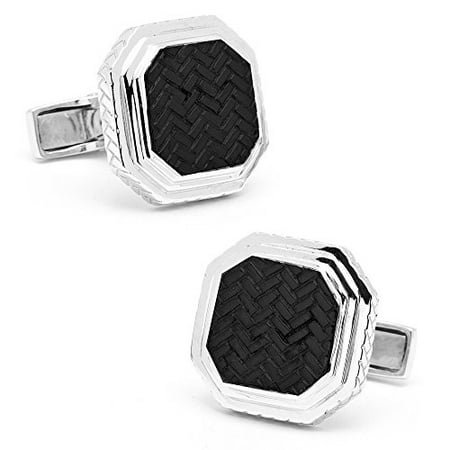 RR-494-MB Sterling Opus with Matte Black Weave Center Cufflinks