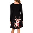 thumbnail image 4 of WILLBEST Robe de Noël Noire Dresses for pour Femmes Manches Longues Col Rond Imprimé Cerf Mode Soirée, 4 of 5